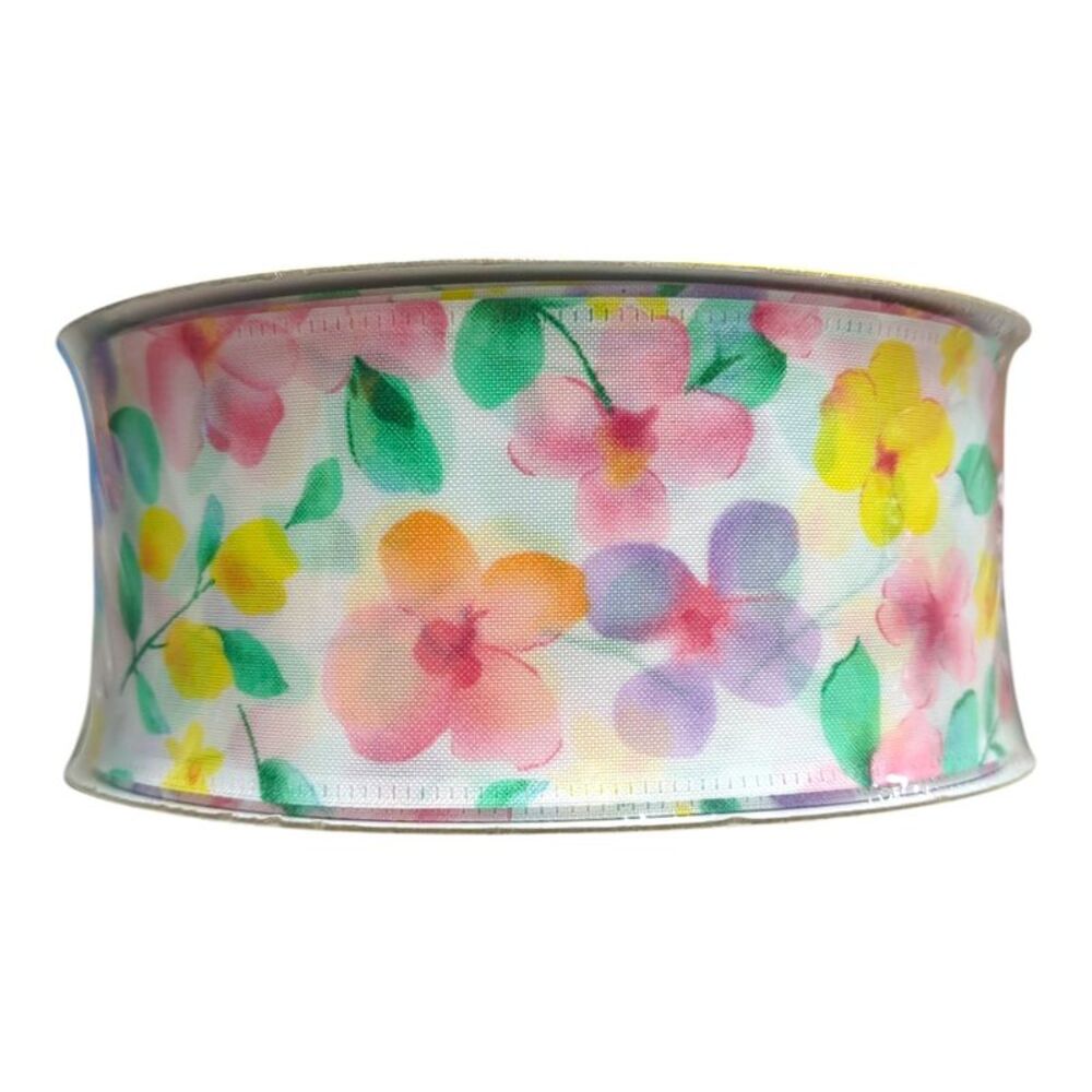 Member's Mark Premium Wired Edge Spring Ribbon, 2.5in x50Yds - Multi Floral